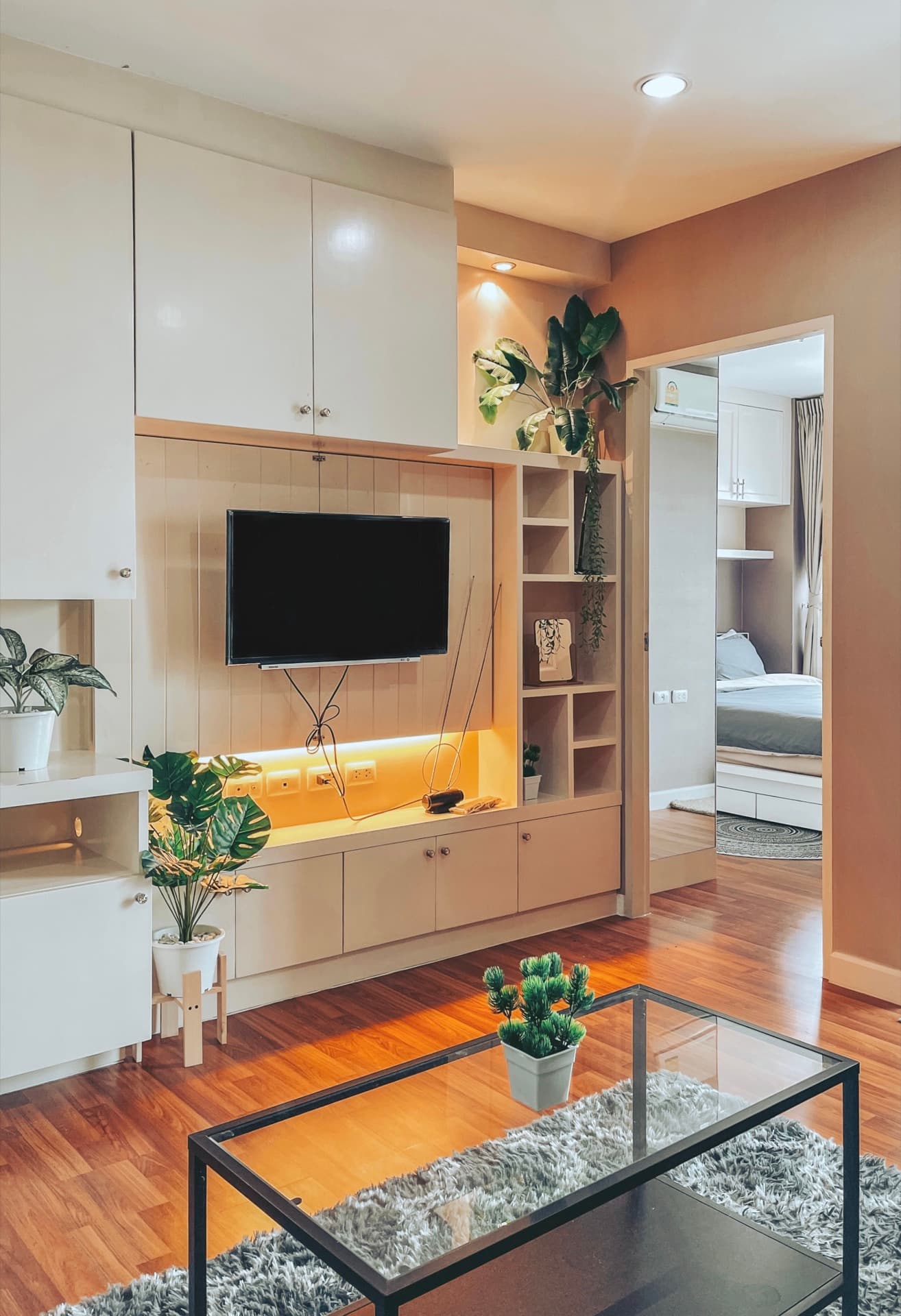 Cosy living area with a smart TV