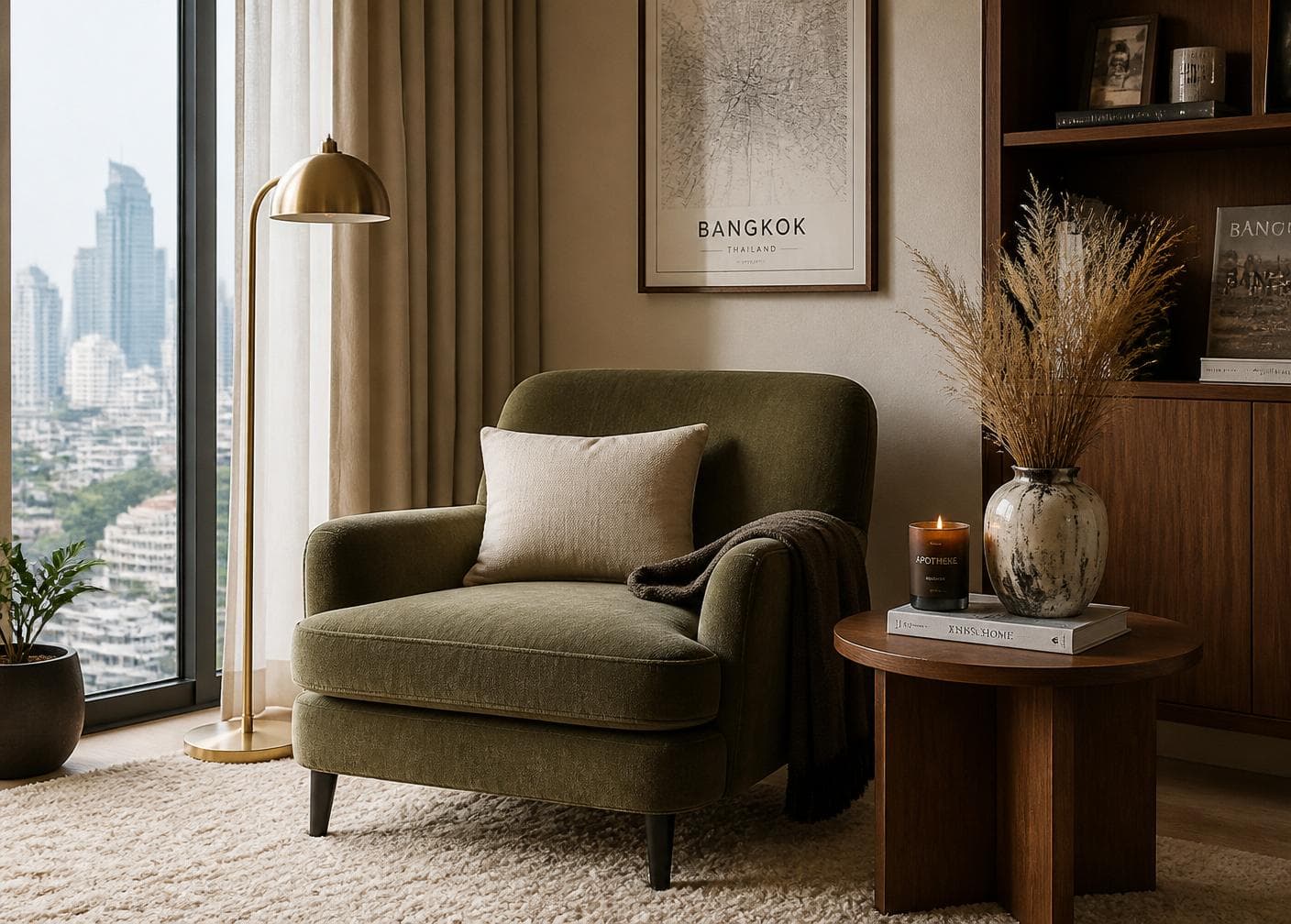 A quiet reading corner in a Cozy Nest home